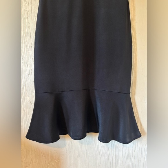 GAALA PARIS Alexane Black 100% Silk High Mock Neck MIDI Ruffle Evening Dress - Picture 10 of 17